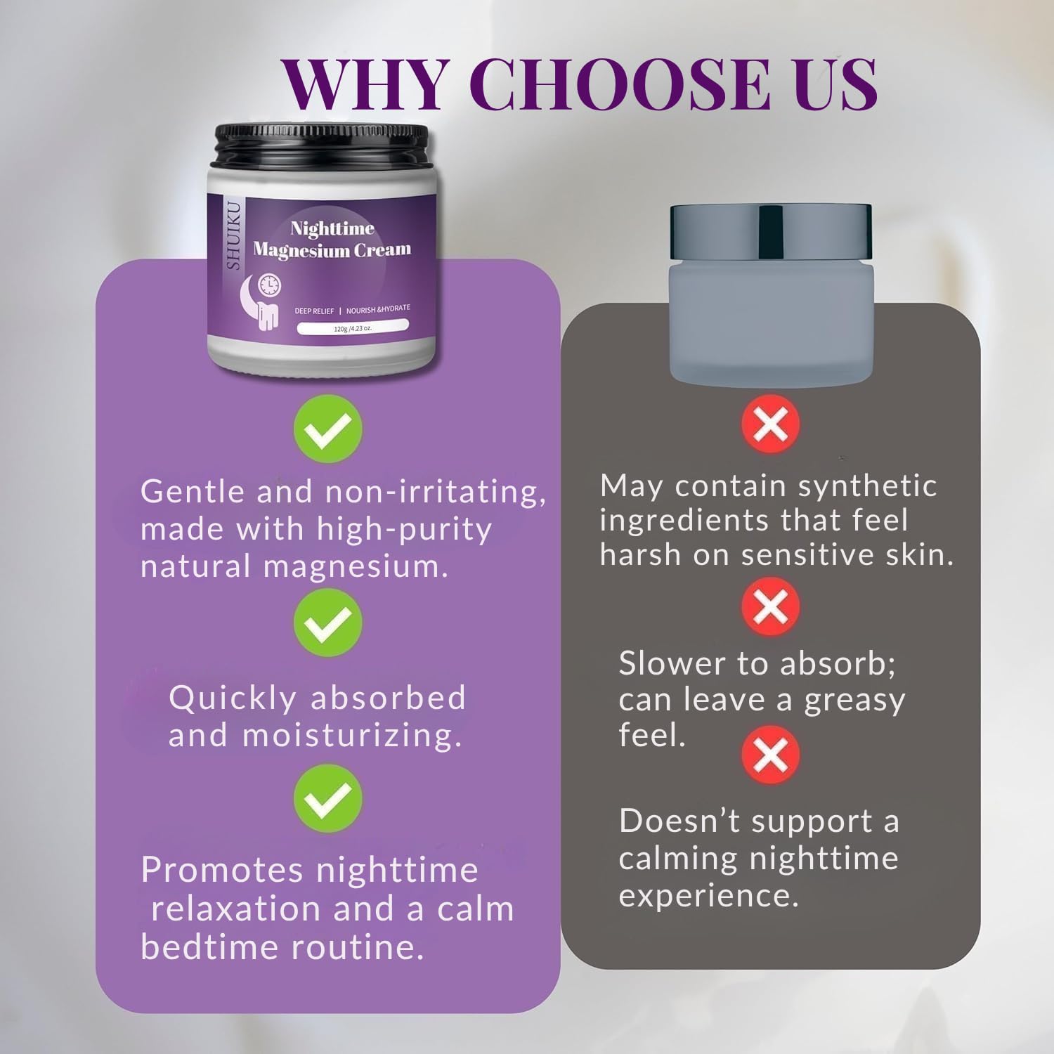 Magnesium Lotion for Sleep & Calm, Topical Magnesium Cream for Relaxation, Nightly Calm, Better Sleep, and for Leg Cramps & Pain SHUIKU uk supplements