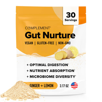 Complement Gut Nurture Prebiotic + Postbiotic Superfood Powder for Leaky Gut Repair, Probiotics for Digestive Health - Ginger Root - 30 Servings Complement uk supplements