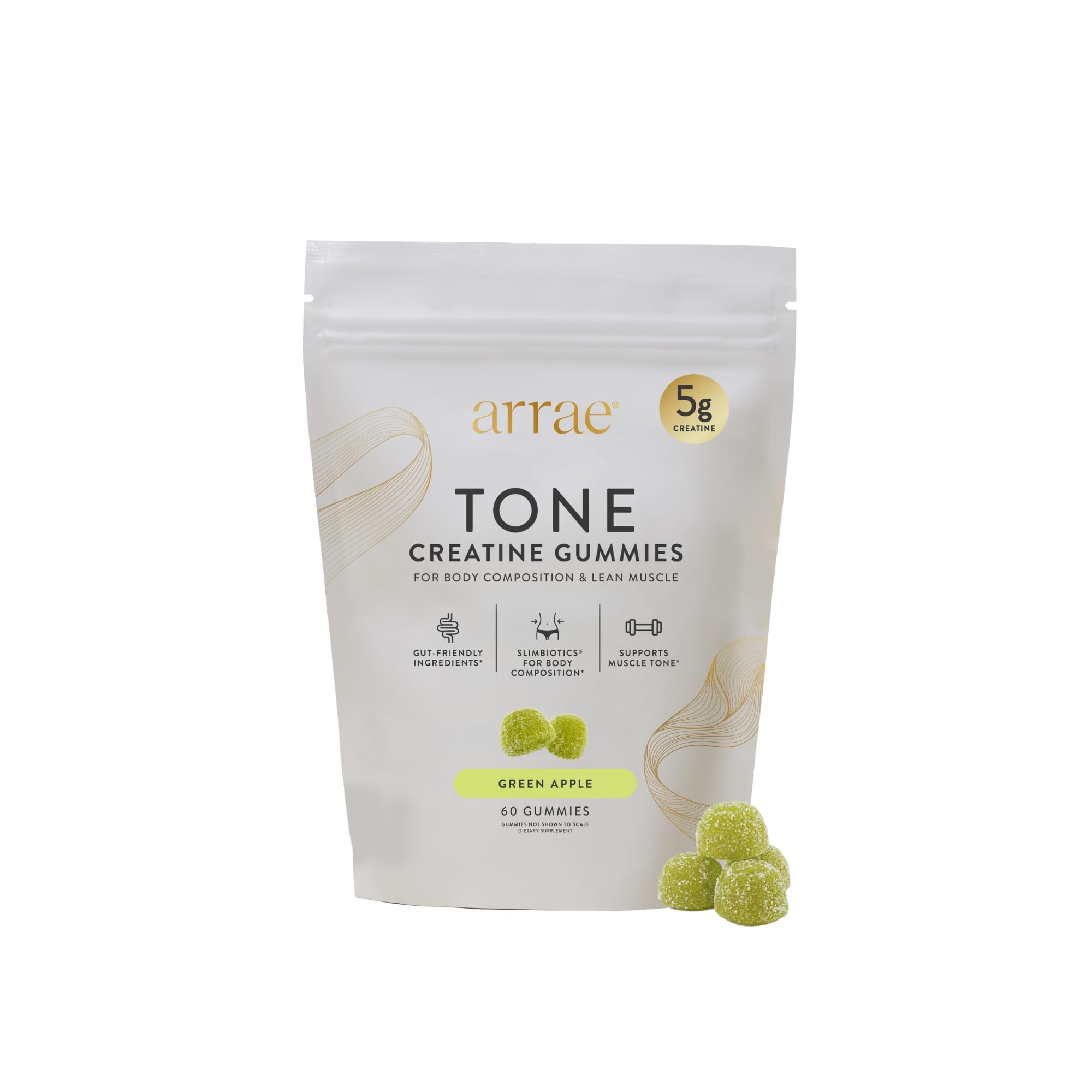 Arrae Tone Gummies – Creatine Monohydrate 5g for Women – Support Lean Muscle, Strength & Recovery – Hormone-Friendly Muscle Toning Supplement – Sour Green Apple Flavor – 60 Count (Sour Green Apple) Arrae uk supplements