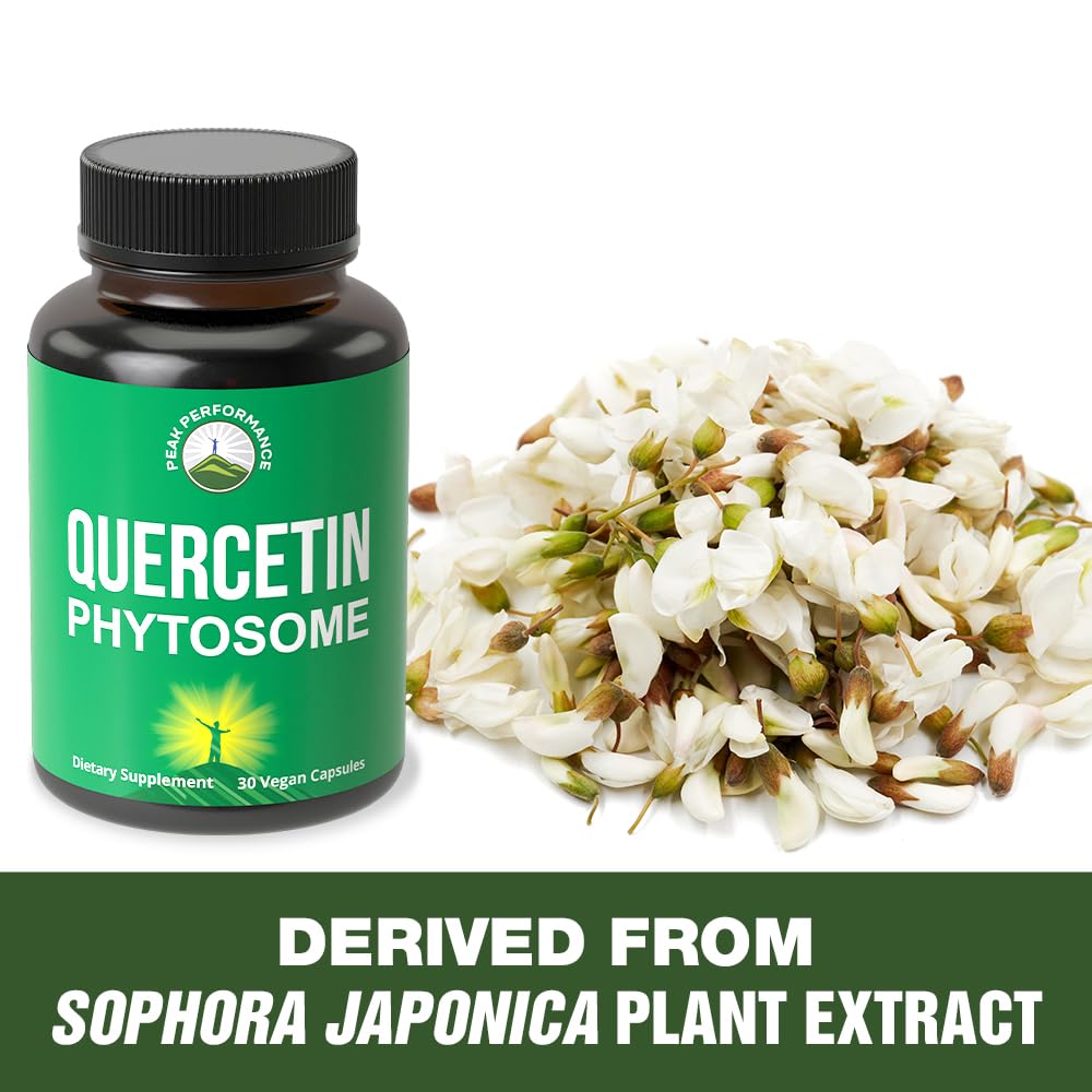 Peak Performance Ultra Pure Quercetin Phytosome Vegan Capsules - Rich Sophora Japonica Extract for Max Absorption Now. Quercetin 250mg Supplement Capsules. Made in USA Peak Performance uk supplements