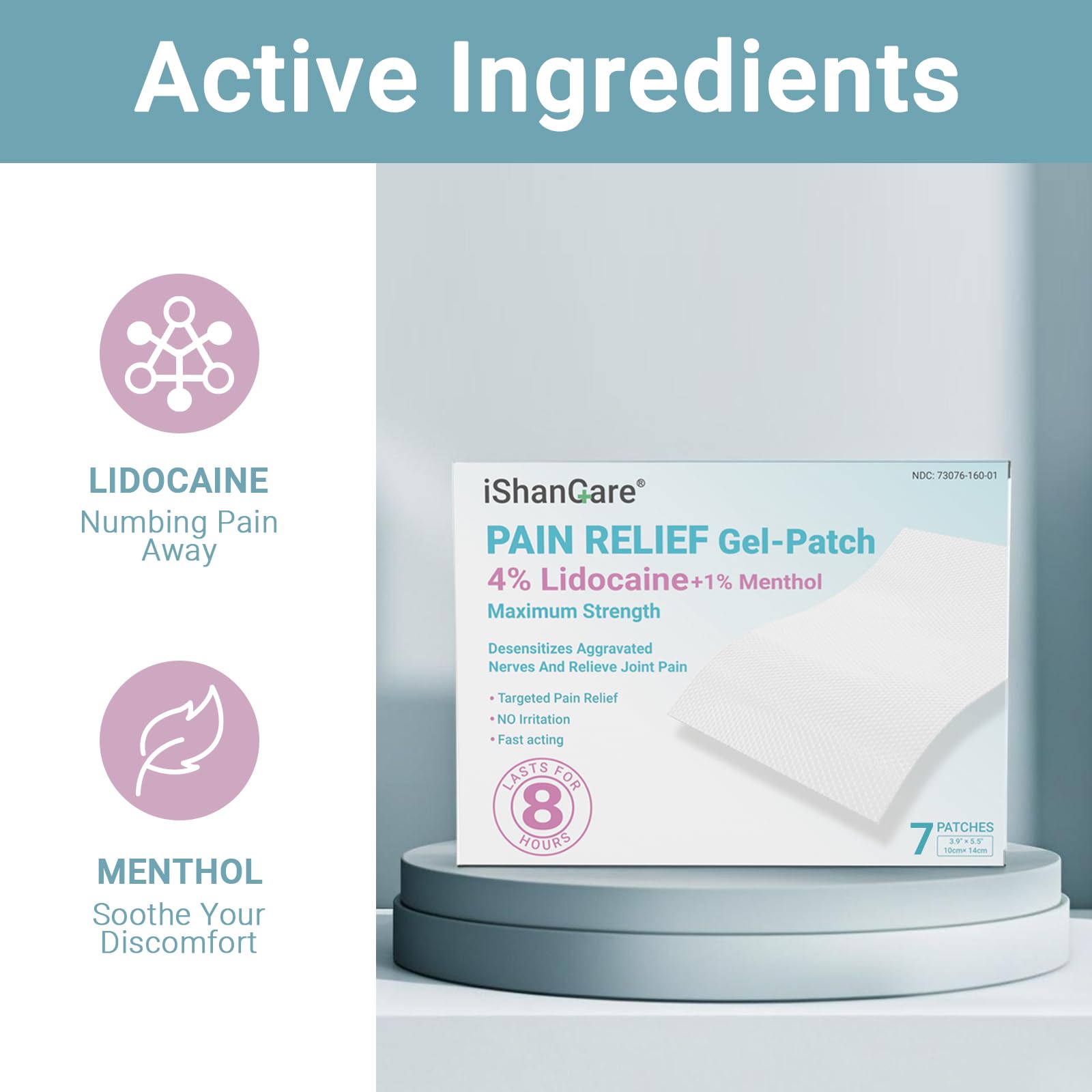 ishancare Lidocaine 4% + Menthol 1% Patches 14Count Fast Acting Maximum Strength Back Neck, Shoulders, Knees, Elbows Pain Relief - Temporary Nerve & Joint Pain Solution ishancare uk supplements