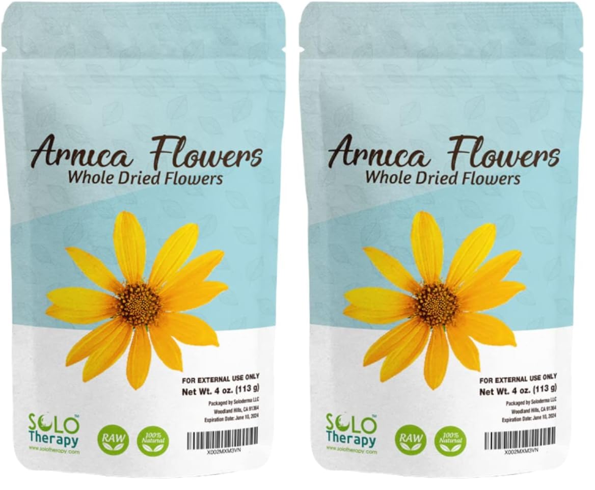 Solo Therapy Arnica Dried Whole Flowers 4 oz, Heterotheca Inuloides, Flores De Arnica Secas, Product from México, Packaged in The USA (Pack of 2) Solo Therapy uk supplements