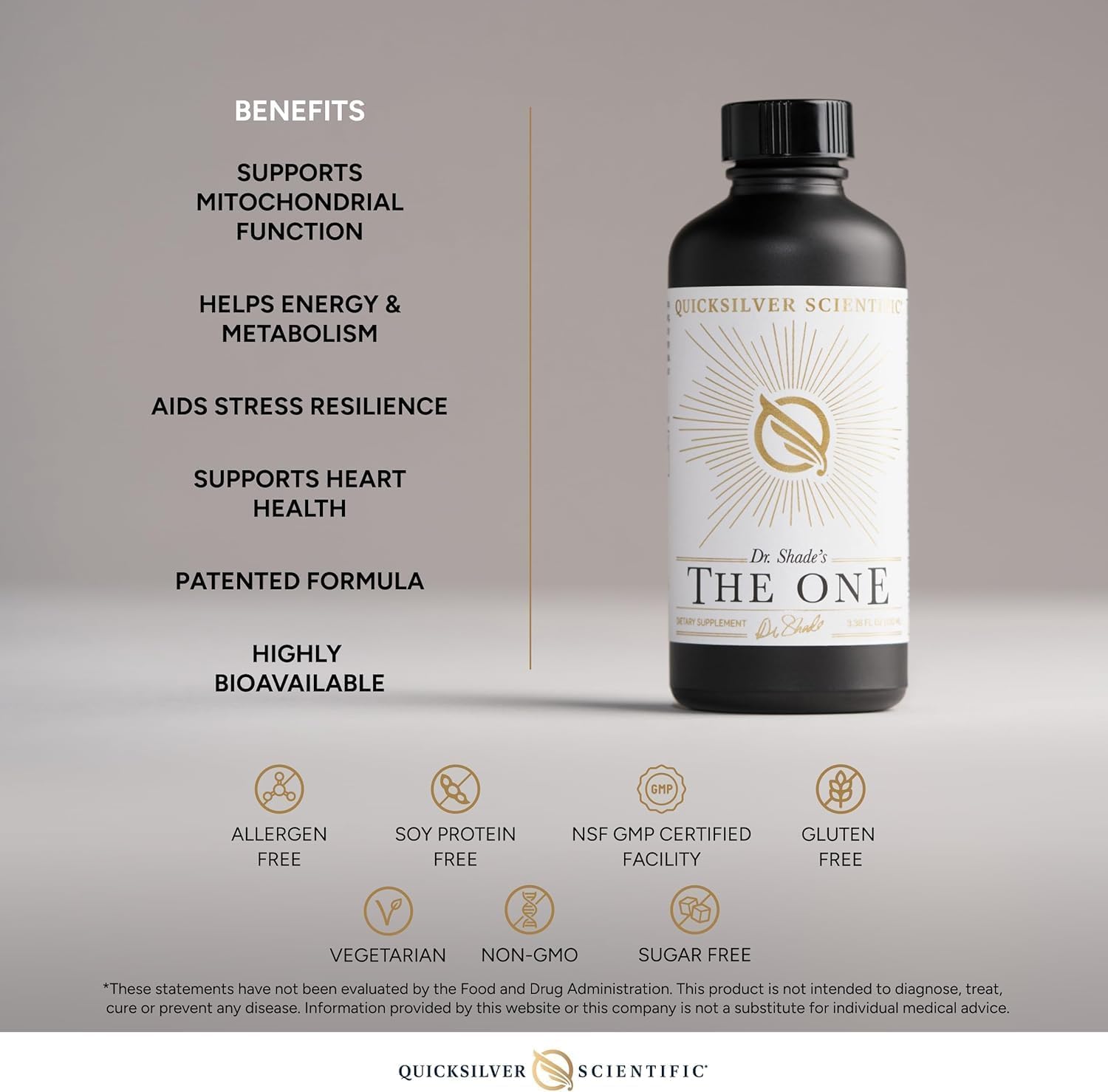 Quicksilver Scientific The ONE Mitochondrial Elixir - Mitochondria Supplement to Support Cellular Health with Phosphatidylcholine, Resveratrol, Reishi Mushroom & CoQ10 Liquid (3.38 Fl oz / 100ml) Quicksilver Scientific uk supplements