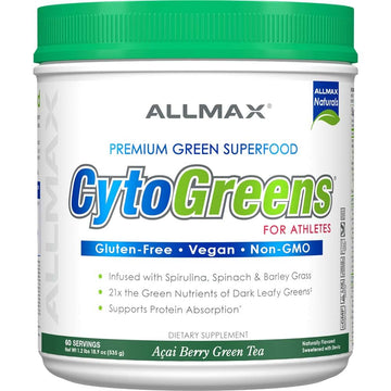 ALLMAX Naturals CytoGreens Super Greens Powder, Premium Green Superfood with Greens, Superfoods, Daily Greens Supplement, Acai Berry Green Tea, 60 Servings ALLMAX uk supplements