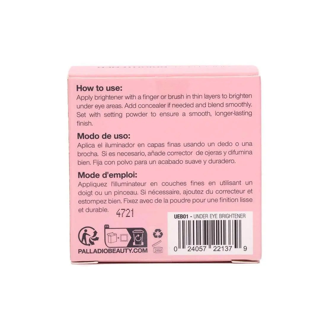 Palladio Under Eye Brightener, Conceal, Brightens, Reduces Appearance of Dark Circles, With Caffeine Peptides & Vitamin E, Tired Skin Color Correcting Brightener & Primer, Light to Medium (Soft Pink) Palladio uk supplements