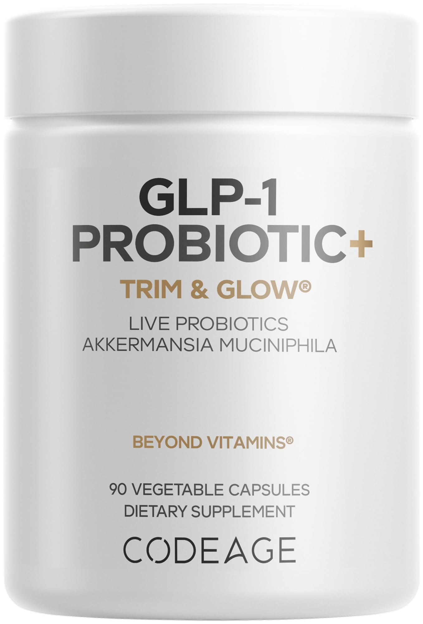 Codeage GLP-1 Probiotic+ - Live Probiotics Akkermansia, Clostridium, Bifidobacterium, Chicory Inulin Probiotic, Prebiotics & Postbiotics Supplement - 500 Million AFU, 3-Month Supply - 90 Capsules Codeage uk supplements