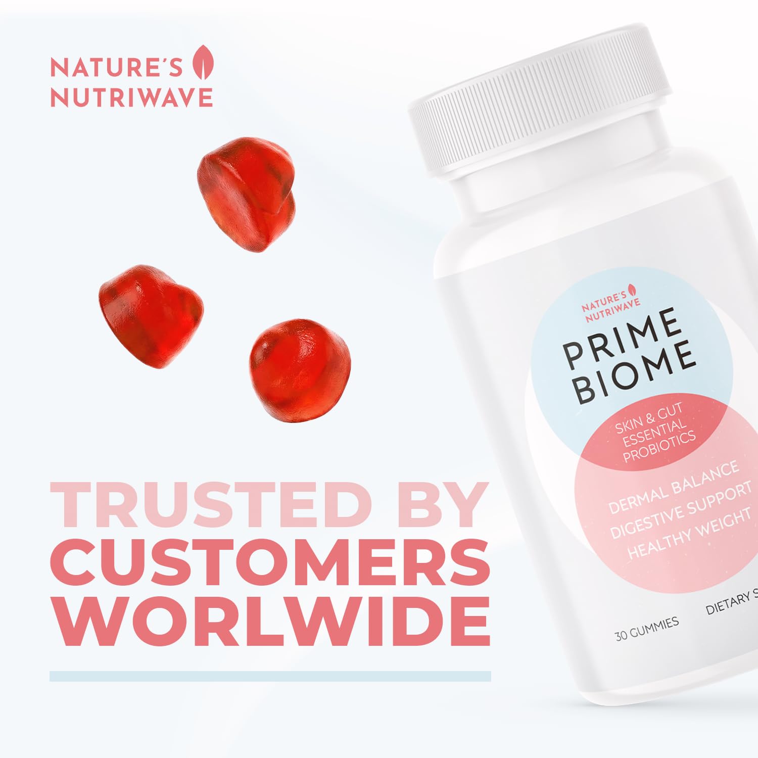 Nature’s NutriWave PrimeBiome Probiotic Gummies – Plant-Based Blend with Inulin, Lion’s Mane, Ginger & More– Non-GMO, No Stimulants, GMP Certified – 30 Gummies, 6 Month Supply Nature’s NutriWave uk supplements