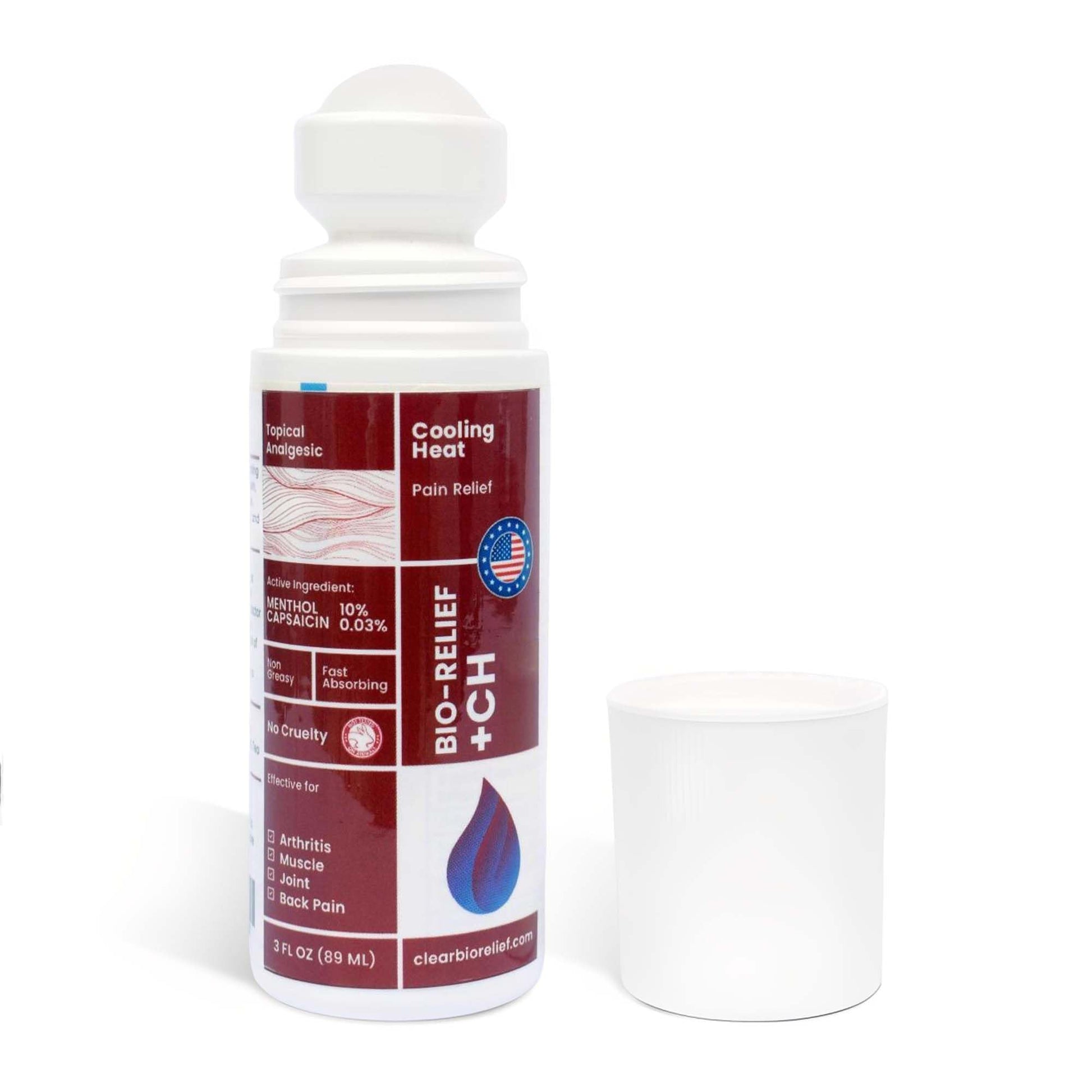 BIO-RELIEF +CH Pain Relief Roll On w 10% Methanol | Highly Effective, Cool & Topical Pain Relief Extra Strength for Arthritis,Muscle,Joint & Back | Easy Roll On Maximum Strength, Made in USA Scientific Solutions Global uk supplements