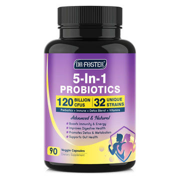 Probiotics for Women & Men Digestive Health，120 Billion CFUs, Prebiotics and Probiotics for Gut Health, D3, Zinc & Immune Support Herbs, Detox Cleanse, 45 Day - 3 Month Supply DRFOSTER uk supplements