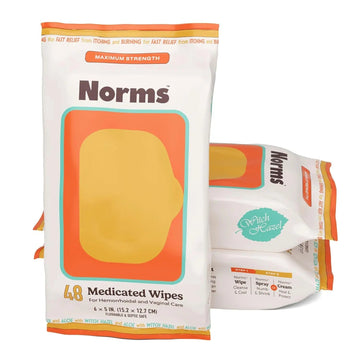 Norms Medicated Hemorrhoid Wipes with Witch Hazel and Aloe, Soothing Flushable Wipes for Itching, Burning & Swelling Relief, Hypoallergenic & Fragrance Free - 48ct (Pack of 3) Norms uk supplements