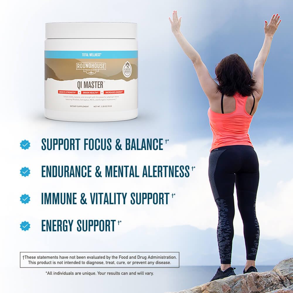 ROUNDHOUSE PROVISION Qi Master Adaptogen Blend, Earthy Mushroom Flavor with Astragalus Root, Rhodiolife Extract, MCT, 8 Organic Mushrooms (30 Scoops) by Chuck Norris ROUNDHOUSE PROVISION uk supplements