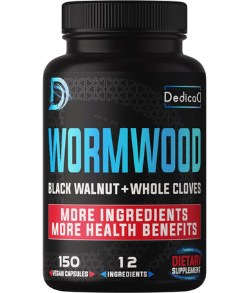 DEDICAD Premium Wormwood Extract Capsules - 5 Month Supply for Immune - 12 Herbs Blended with Black Walnut Leaves, Ginger, Turmeric & More - 150 Counts DEDICAD uk supplements