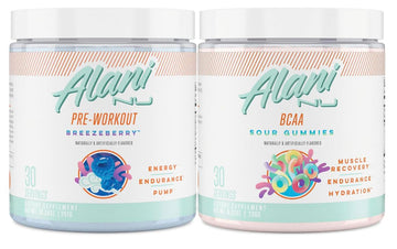 Alani Nu Breezeberry Pre Workout and BCAA Sour Gummies Post Workout Powder Bundle Alani Nu uk supplements