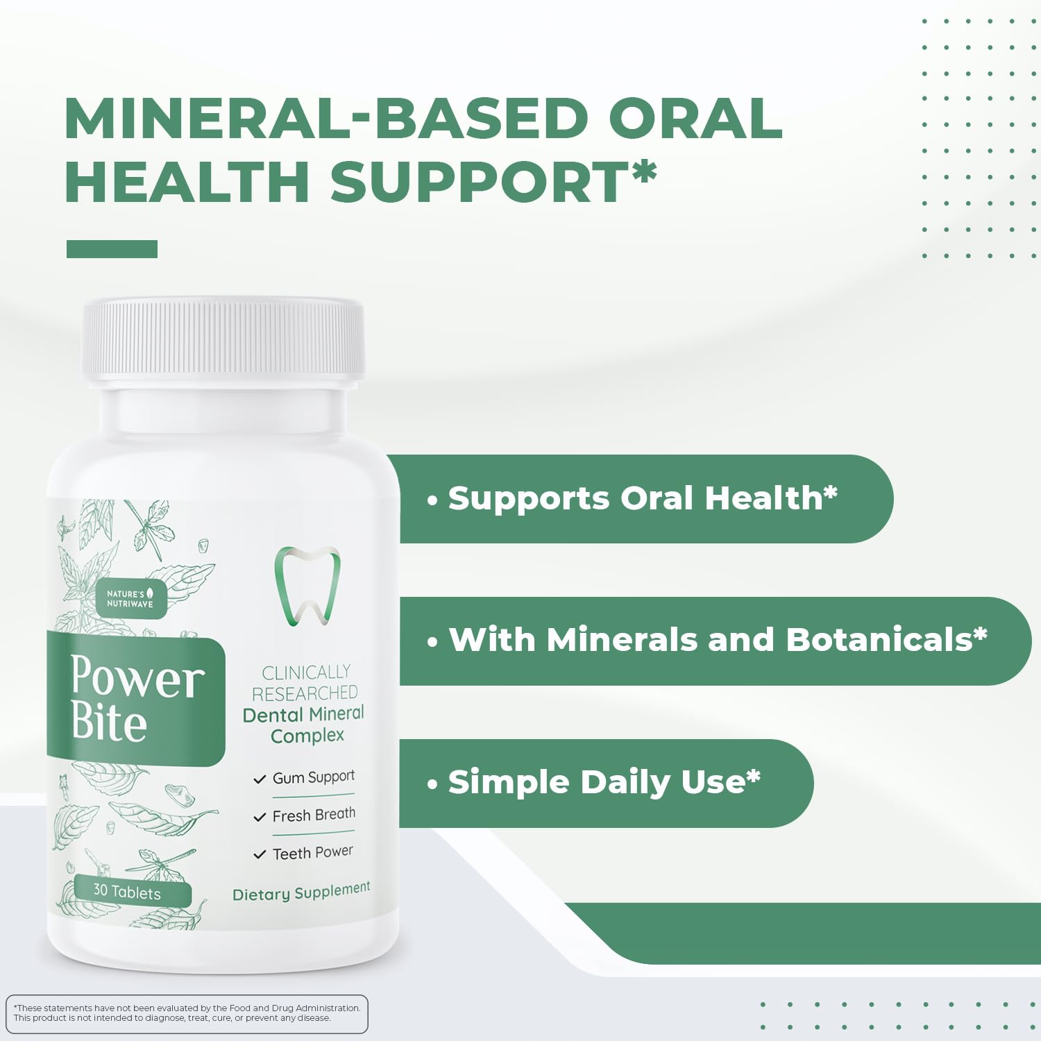 Power Bite Tablets – Mineral Complex with Calcium, Xylitol, Myrrh & Clove Oil – Natural Chewable Formula – Made in USA, Non-GMO, GMP Certified – 30 Tablets – 3 Month Supply Nature’s NutriWave uk supplements