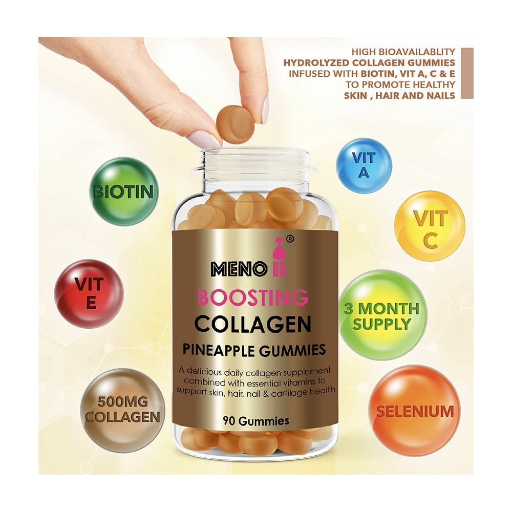 Meno® Boosting Collagen Natural Pineapple 90 Gummies Meno II uk supplements