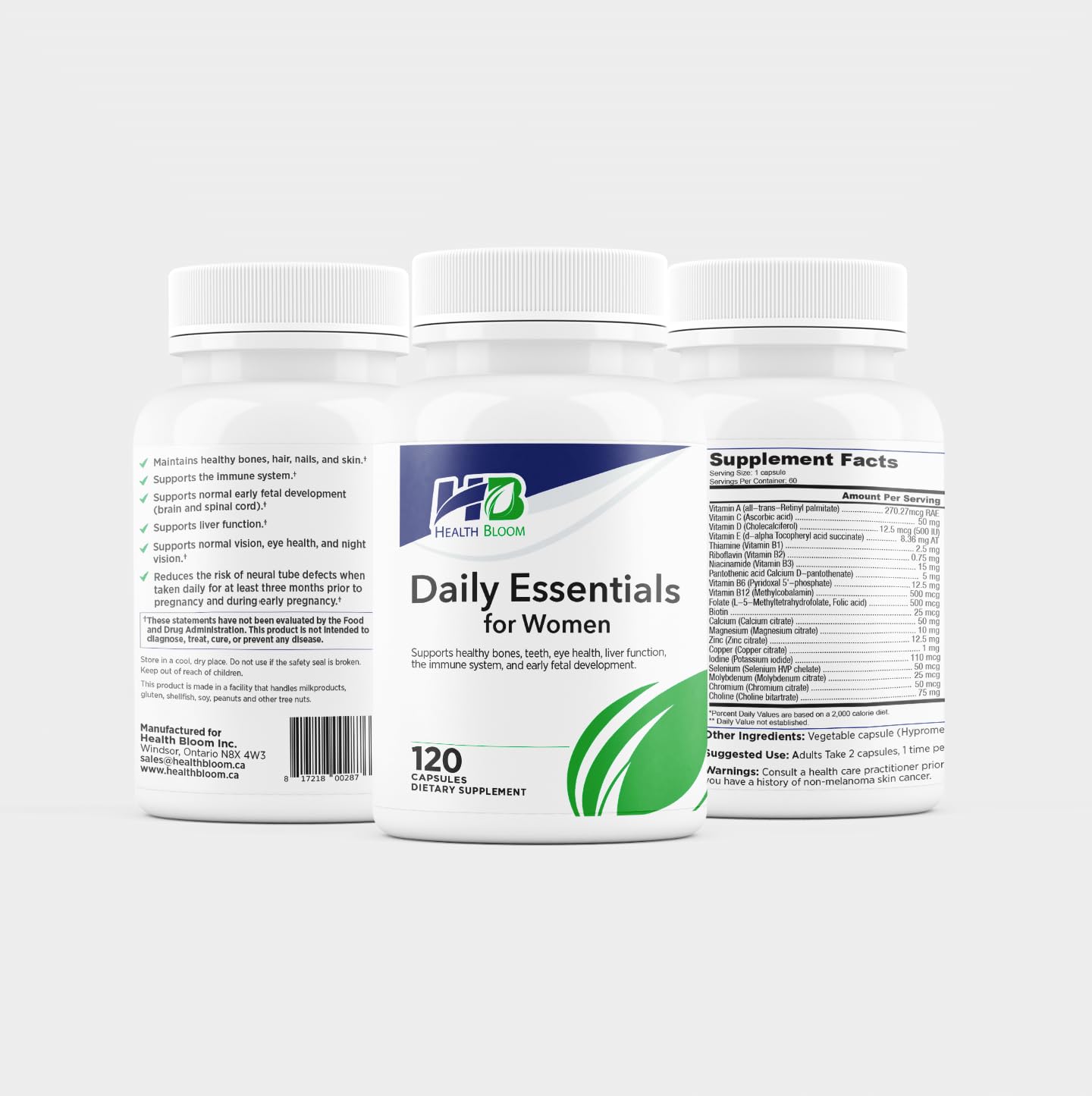 Daily Essentials for Women| 120 Capsules | Health Bloom | Vitamins and Minerals Capsules | Health Bloom Inc. uk supplements