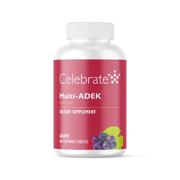 Celebrate Vitamins Multi ADEK Chewables, 60mg Iron - Daily Bariatric Multivitamin, Vitamins A, D, E, K & B12 for Duodenal Switch Surgery Patients Celebrate Bariatric Supplements uk supplements