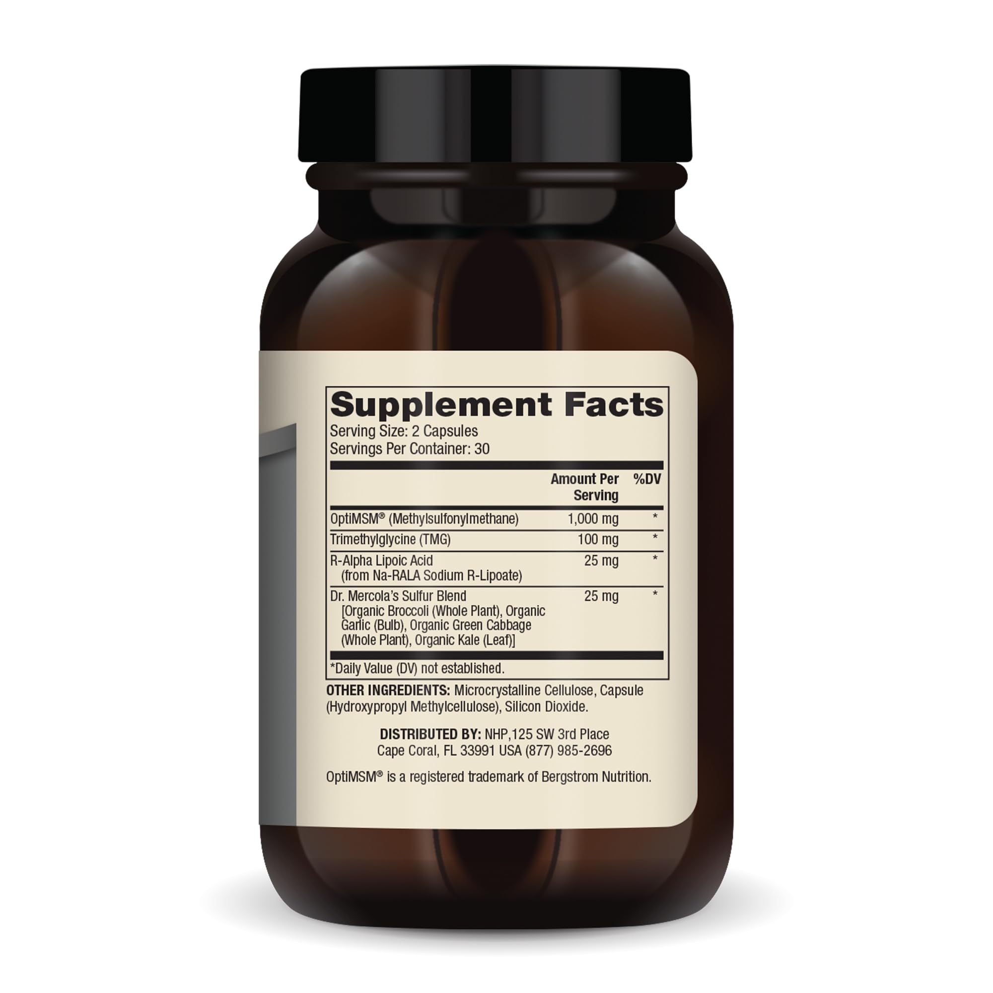 Dr. Mercola MSM Sulfur Complex - Joint Support & Cellular Health - OptiMSM - R-Alpha Lipoic Acid - TMG - Organic Sulfur Blend - 60 Capsules (30 Servings) Dr. Mercola uk supplements