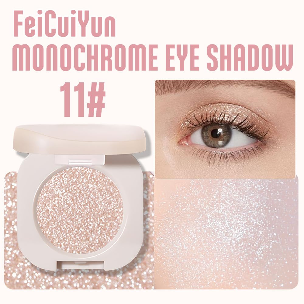 FeiCuiYun Glitter Shimmer Sparkle Eye Shadow Palette Makeup for Older Women, Pearl White Silver Glitter Shimmer Metallic Holographic Iridescent Cream Iridescent Single Monochrome Eyeshadow Makeup, 11 FeiCuiYun uk supplements