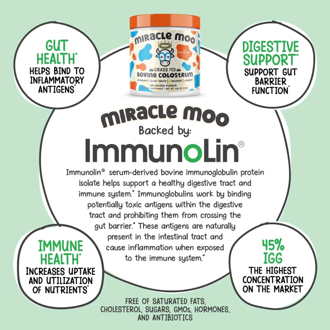 Colostrum Supplement for Gut Health, Hair Growth, Beauty and Immune Miracle Moo uk supplements