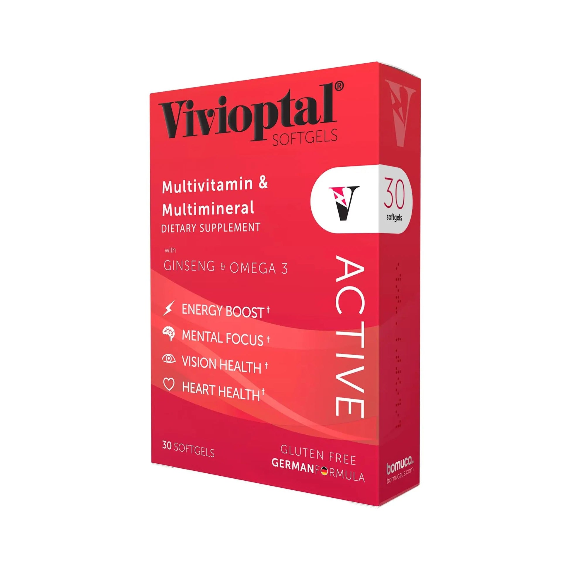 Vivioptal Active, 30 Softgels, Ginseng & Omega 3, Multivitamin & Multimineral, Gluten Free, German Formula Vivioptal Vitamins uk supplements