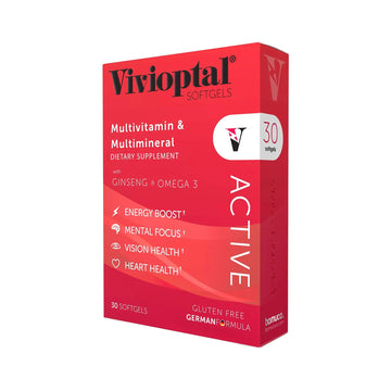 Vivioptal Active, 30 Softgels, Ginseng & Omega 3, Multivitamin & Multimineral, Gluten Free, German Formula Vivioptal Vitamins uk supplements
