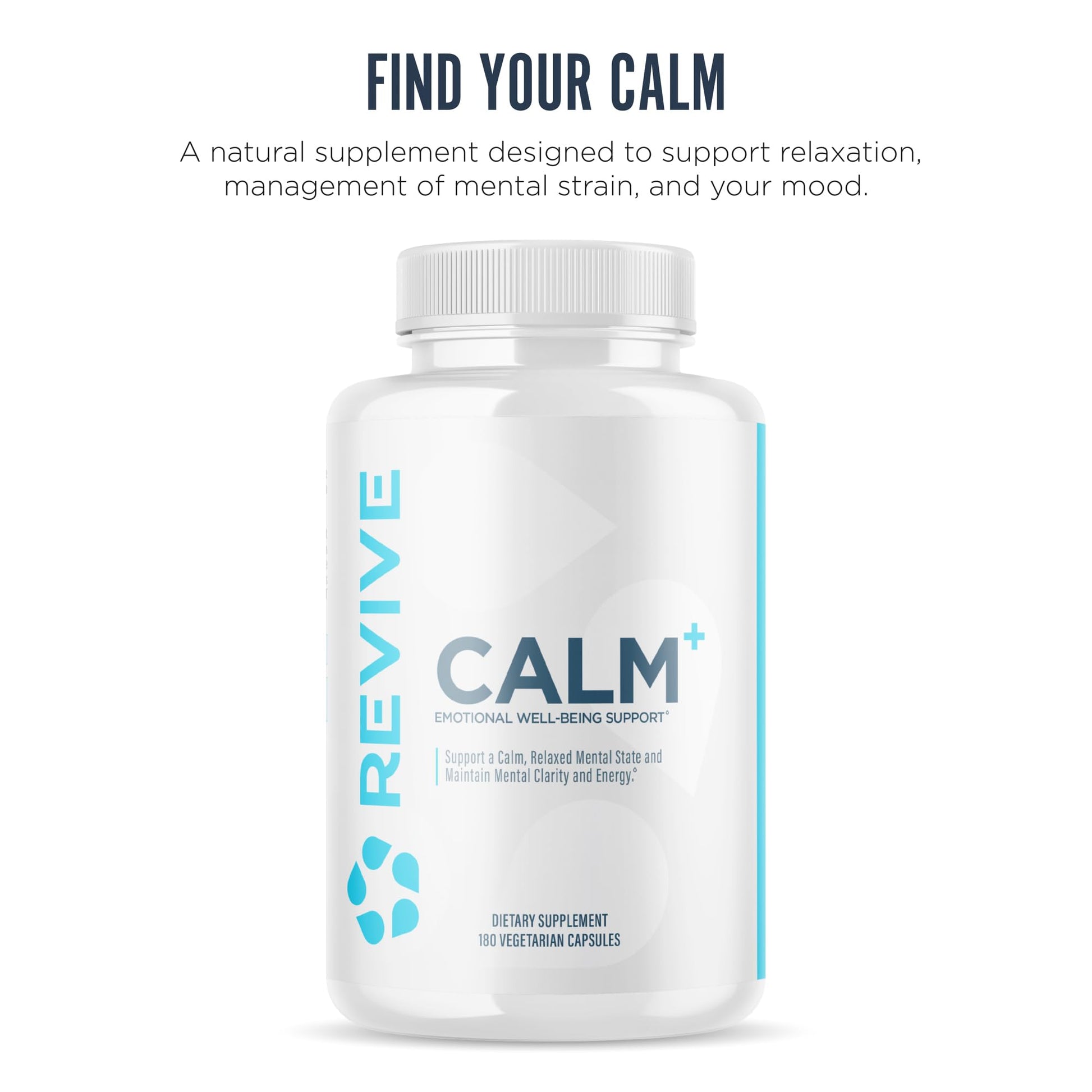 Revive MD Calm, Emotional Well-Being Support Supplement - Stress Management for Men & Women - Mood Enhancement Supplement Promotes Relaxation with L-Theanine, GABA & 5-HTP (180 Capsules, 30 Servings) Revive uk supplements
