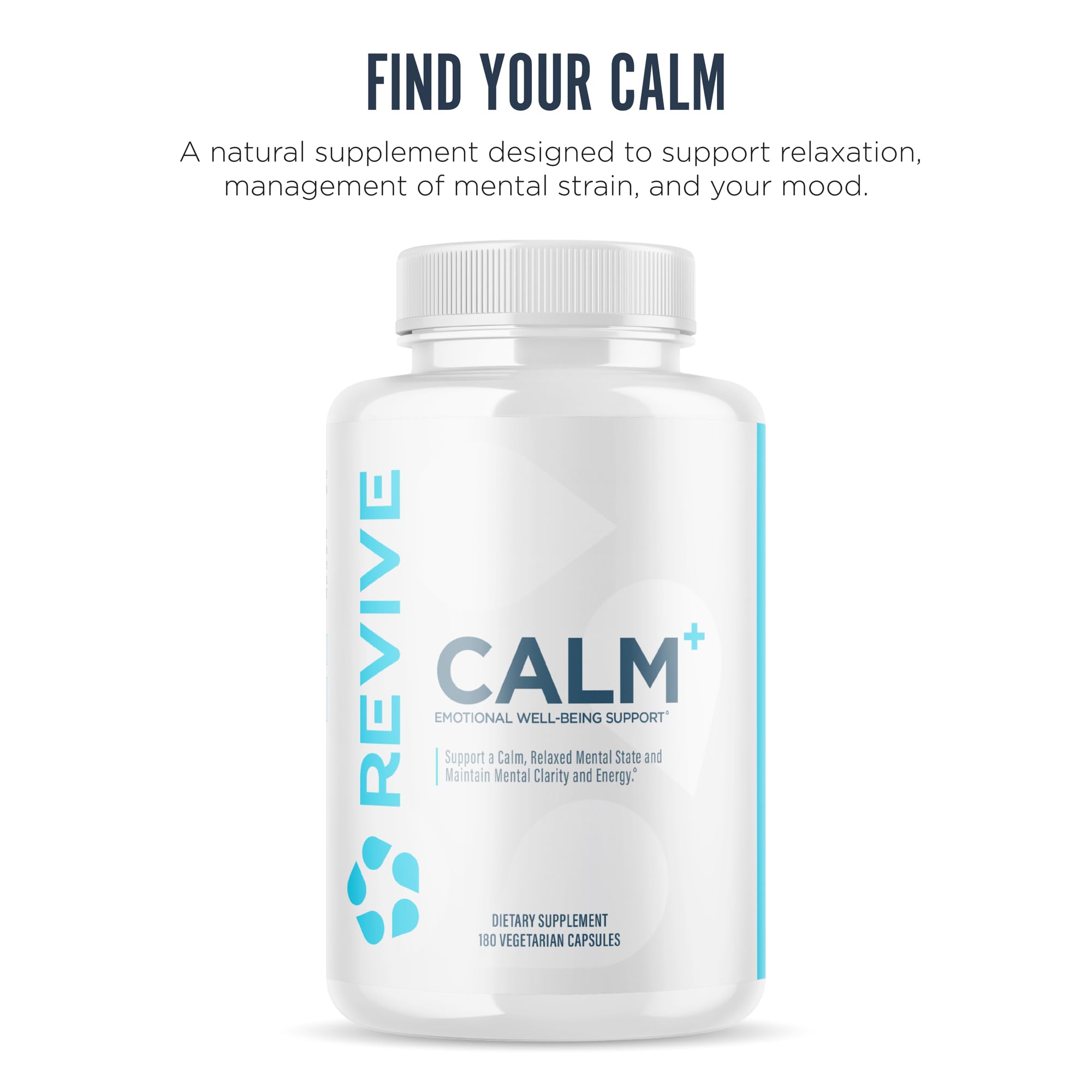 Revive MD Calm, Emotional Well-Being Support Supplement - Stress Management for Men & Women - Mood Enhancement Supplement Promotes Relaxation with L-Theanine, GABA & 5-HTP (180 Capsules, 30 Servings) Revive uk supplements