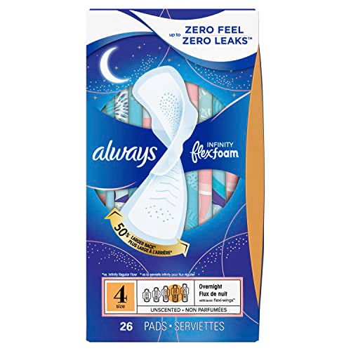 Always Infinity Feminine Pads For Women, Size 4 Overnight Absorbency, Multipack, With Flexfoam Always uk supplements