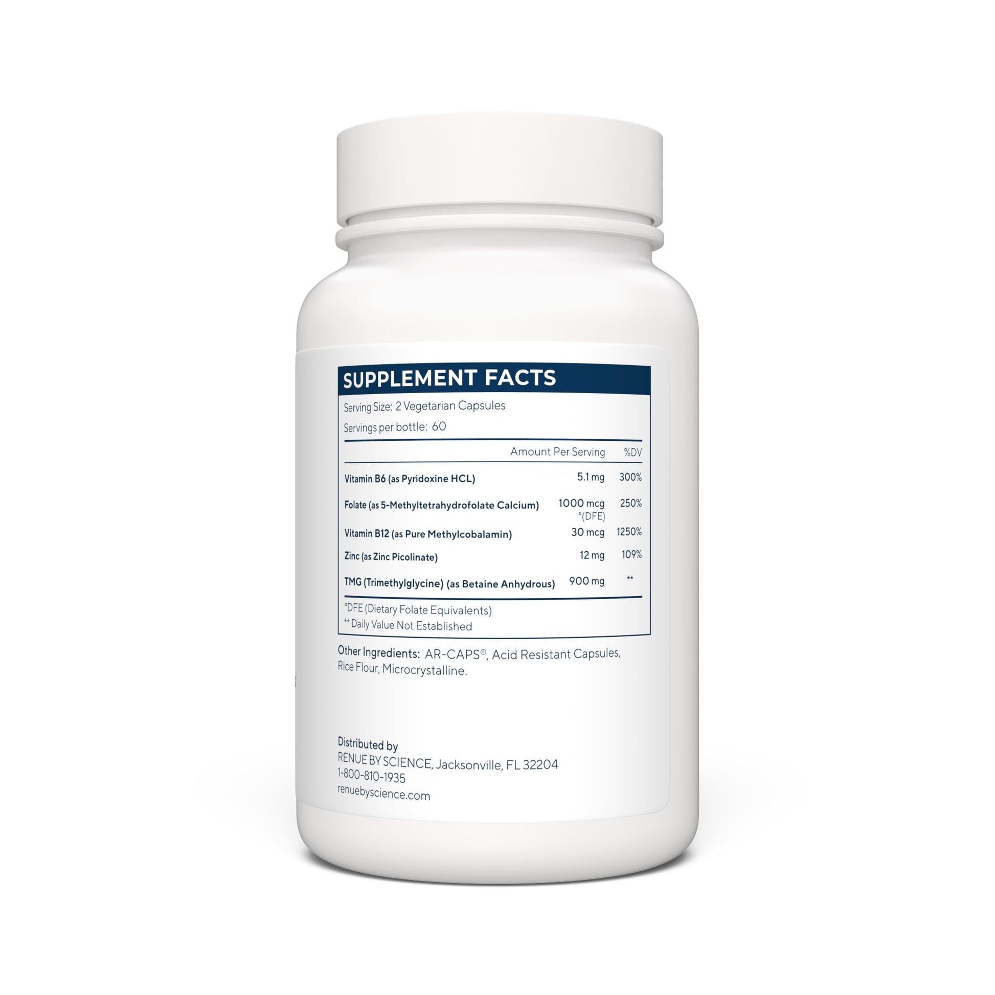 Renue By Science TMG | High Strength TMG Supplements | 120 Trimethylglycine Capsules - 900mg TMG per Serving with Vitamin B12 Vitamin B6 Folate & Zinc | Made in The USA & Third-Party Tested Renue By Science uk supplements