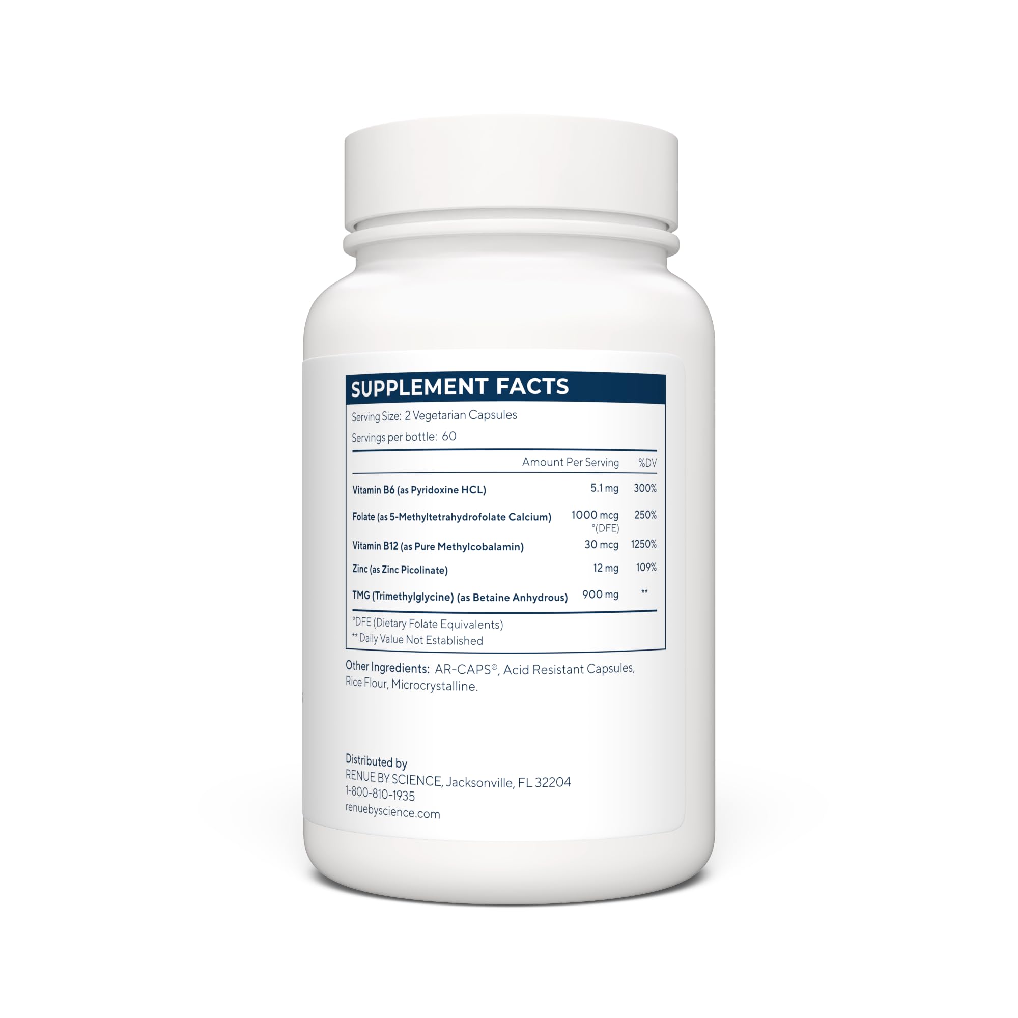 Renue By Science TMG | High Strength TMG Supplements | 120 Trimethylglycine Capsules - 900mg TMG per Serving with Vitamin B12 Vitamin B6 Folate & Zinc | Made in The USA & Third-Party Tested Renue By Science uk supplements