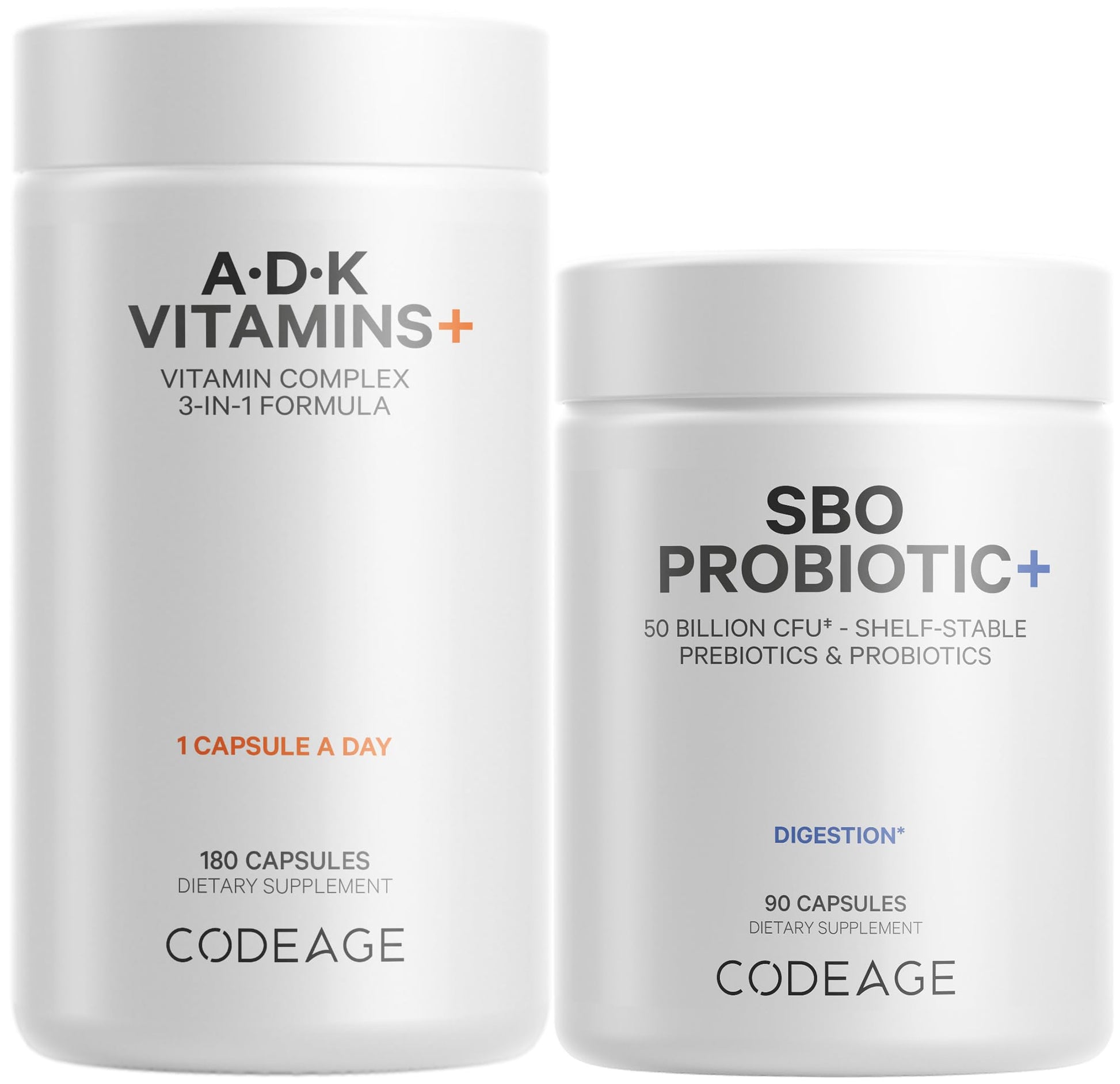 Codeage Daily ADK Vitamin & Probiotic Bundle – Vitamin A Retinyl Palmitate, Vitamin D3 Cholecalciferol, Vitamin K, 50 Billion CFU SBO Probiotic Blend, Non-GMO Codeage uk supplements