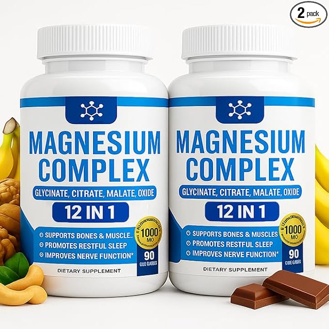 Nutrapure Magnesium Complex 7 Elemental Supplement - Magnesio Complex 1000mg Forms Including Glycinate, Citrate, Malate, Taurate Chelated | Energy Support | Vegan Non-GMO, 90 Capsules (2) WSJAWH uk supplements
