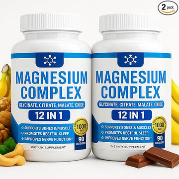 Nutrapure Magnesium Complex 7 Elemental Supplement - Magnesio Complex 1000mg Forms Including Glycinate, Citrate, Malate, Taurate Chelated | Energy Support | Vegan Non-GMO, 90 Capsules (2) WSJAWH uk supplements