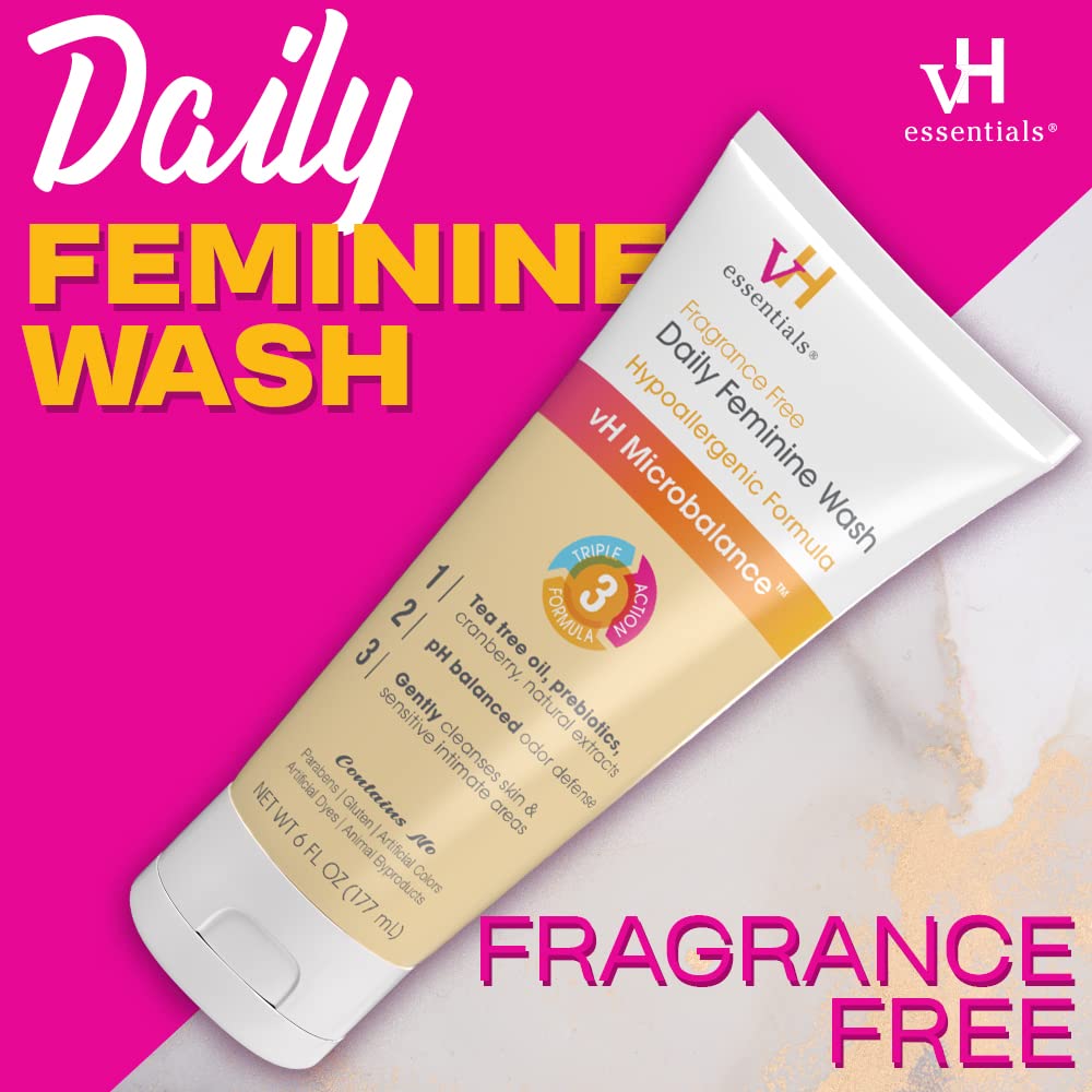 vH essentials Daily Feminine Wash - Fragrance Free, Hypoallergenic with Tea Tree Oil vH essentials uk supplements
