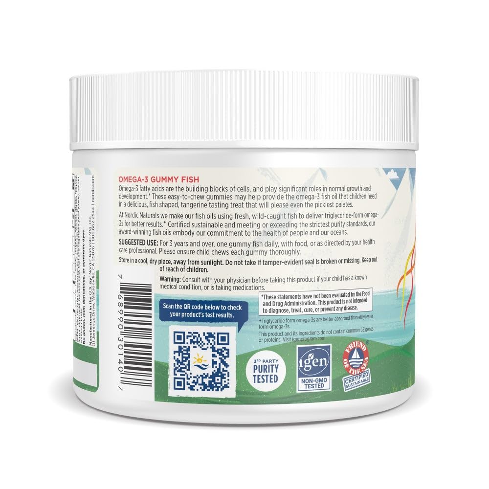 Nordic Naturals Nordic Omega-3 Gummy Fish, Tangerine - 30 Gummy Fish - 124 mg Total Omega-3s with EPA & DHA - Non-GMO - 30 Servings Nordic Naturals uk supplements