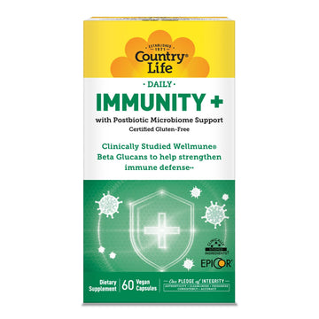 Country Life Immunity+ Supplement, 60 Capsules - Supports Immune and Gut Health - for Men and Women - Clinically Studied Ingredients, Vegan, Gluten Free, Certified B Corporation Country Life uk supplements