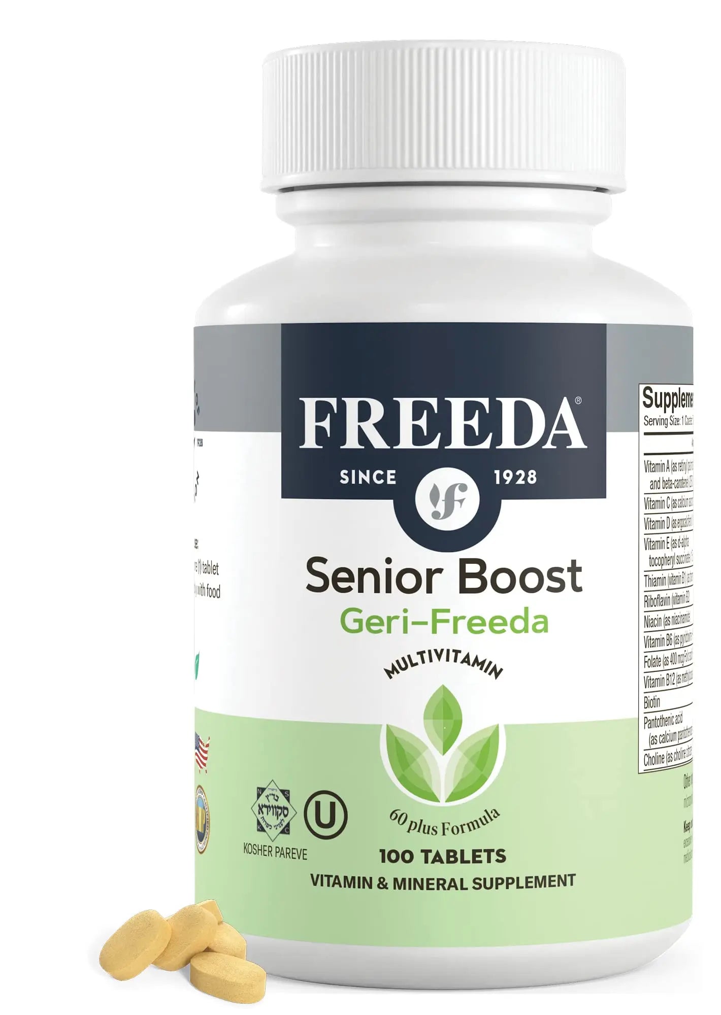 Freeda Senior Multivitamin - Kosher Vitamins for Men & Women 60 and Over - One Daily Coated Tablet - Women’s & Men’s Vitamins Multivitamin 60 Plus FREEDA uk supplements