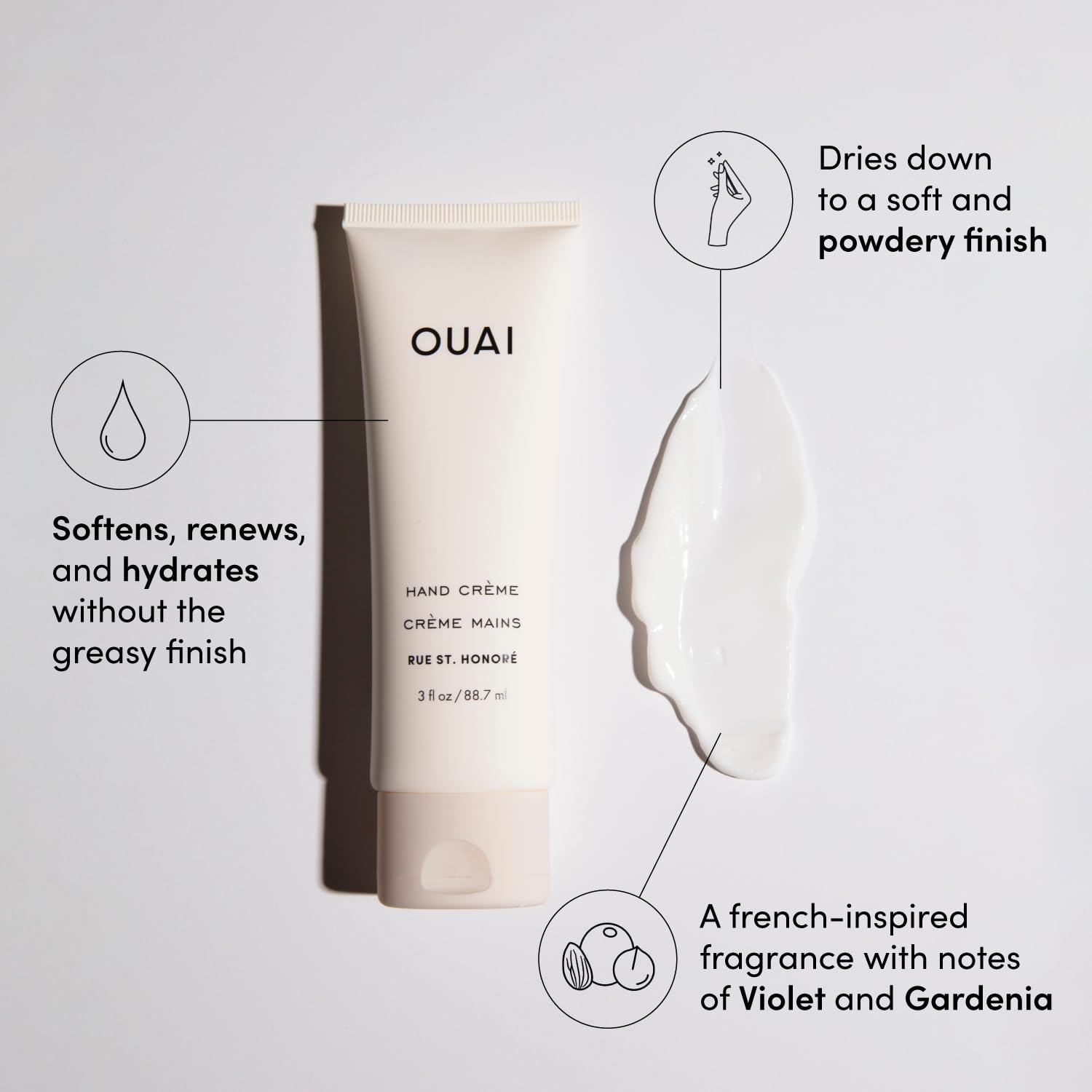OUAI Hand Cream - Thick, Creamy Balm with Coconut Oil, Murumuru Butter and Shea Butter - Hydrating Moisturizer for Soft Hands - Use Daily to Deeply Nourish Skin (3 Oz) OUAI uk supplements