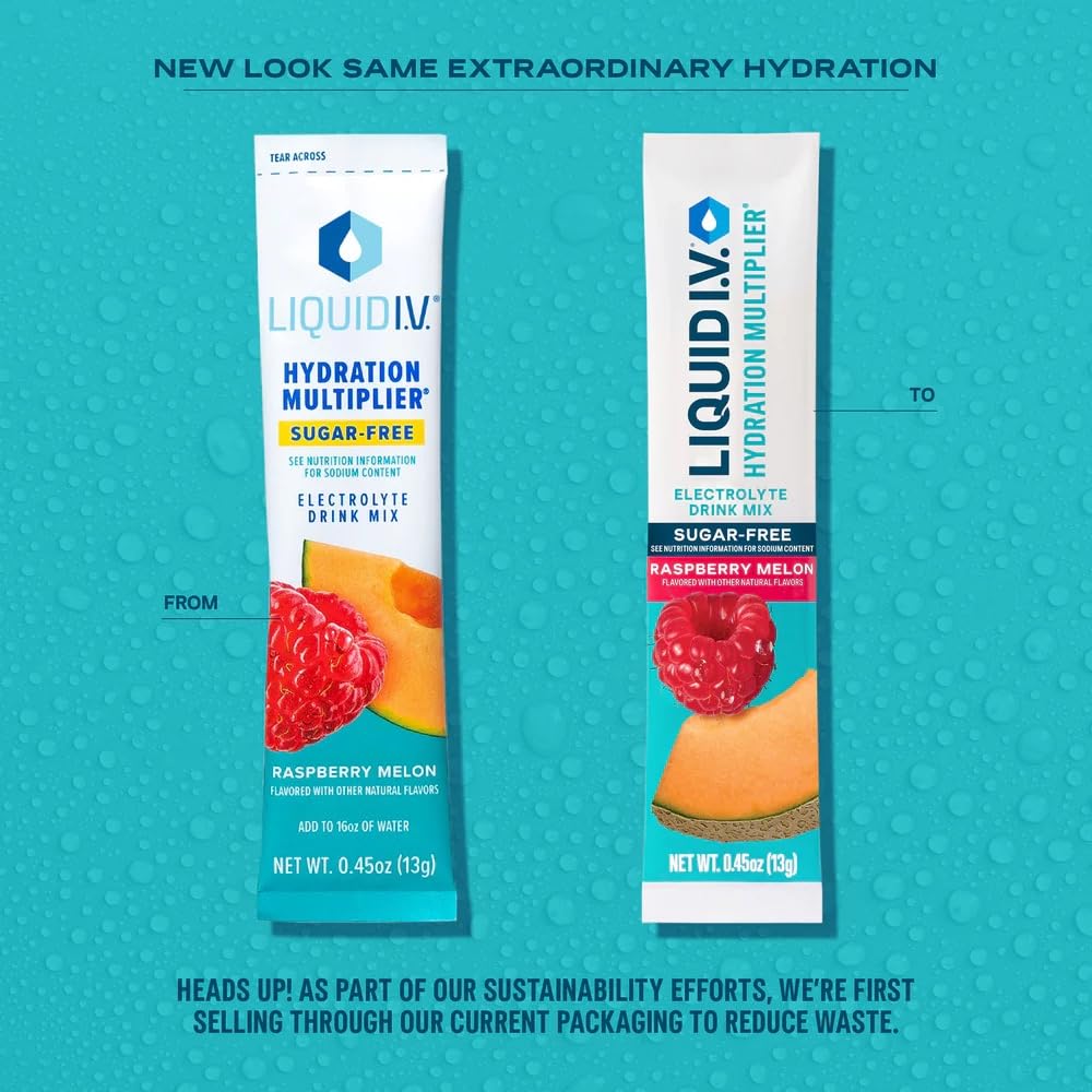 Liquid I.V.® Hydration Multiplier Sugar-Free - Raspberry Melon | Electrolyte Powder Drink Mix | 1 Pack (14 Servings) Liquid I.V. uk supplements