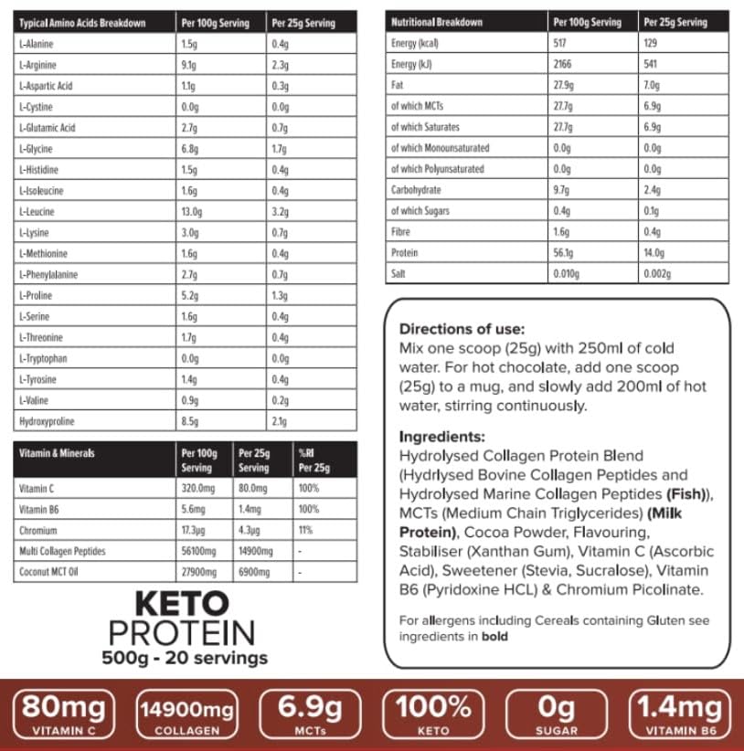 K-GEN™ Keto Collagen Protein Powder Natural Multi Collagen Chocolate Blend, Coconut MCT Vitamin C+B6 K GEN ketogenic enhancement uk supplements