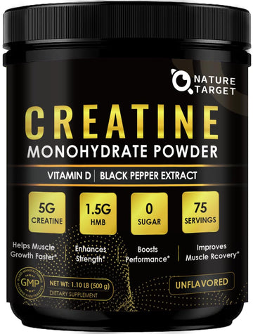 Micronized Creatine Monohydrate for Women and Men, Creatine Powder for Men-Women for Improve Performance and Strength, Support Muscle Growth and Workout Recovery, 6.5g per Servings, 75 Servings NATURE TARGET uk supplements