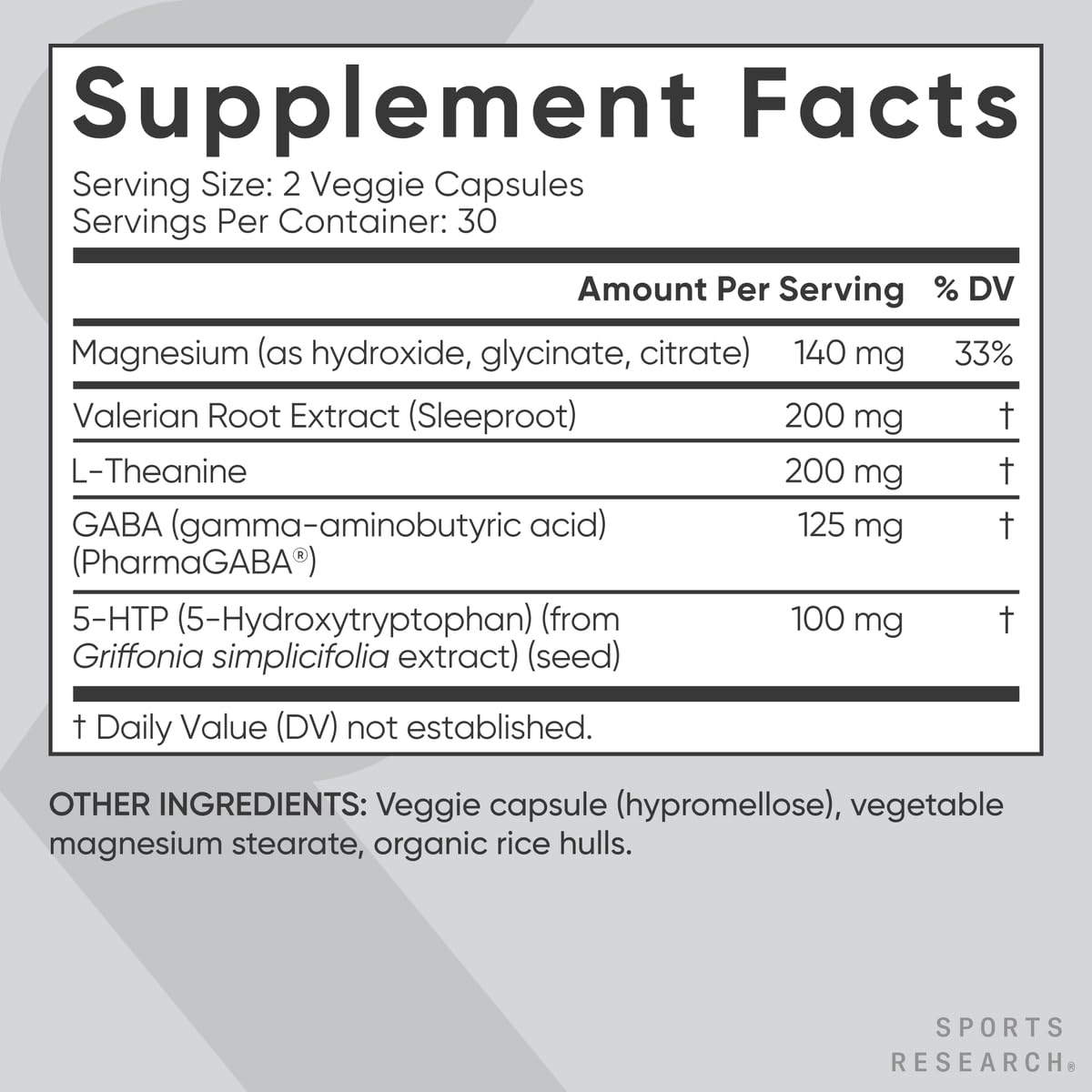Sports Research® Sleep Complex- Melatonin-Free Vegan Capsules - with Valerian Root, GABA, L-Theanine, Magnesium & 5-HTP - 30 Servings Sports Research uk supplements