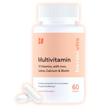Bettervits Multivitamin for Women & Men | Womens Daily Multivitamin with 13 Essential Vitamins Iron, Iodine, Calcium and Biotin B BETTERVITS uk supplements