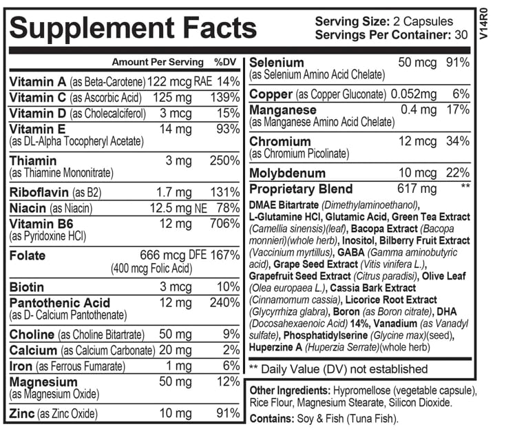 InstantATT - 7-in-1 Caffeine Free Nootropic All-Natural Brain, Focus, Memory Supplement (60 Capsules) Instant Brands uk supplements