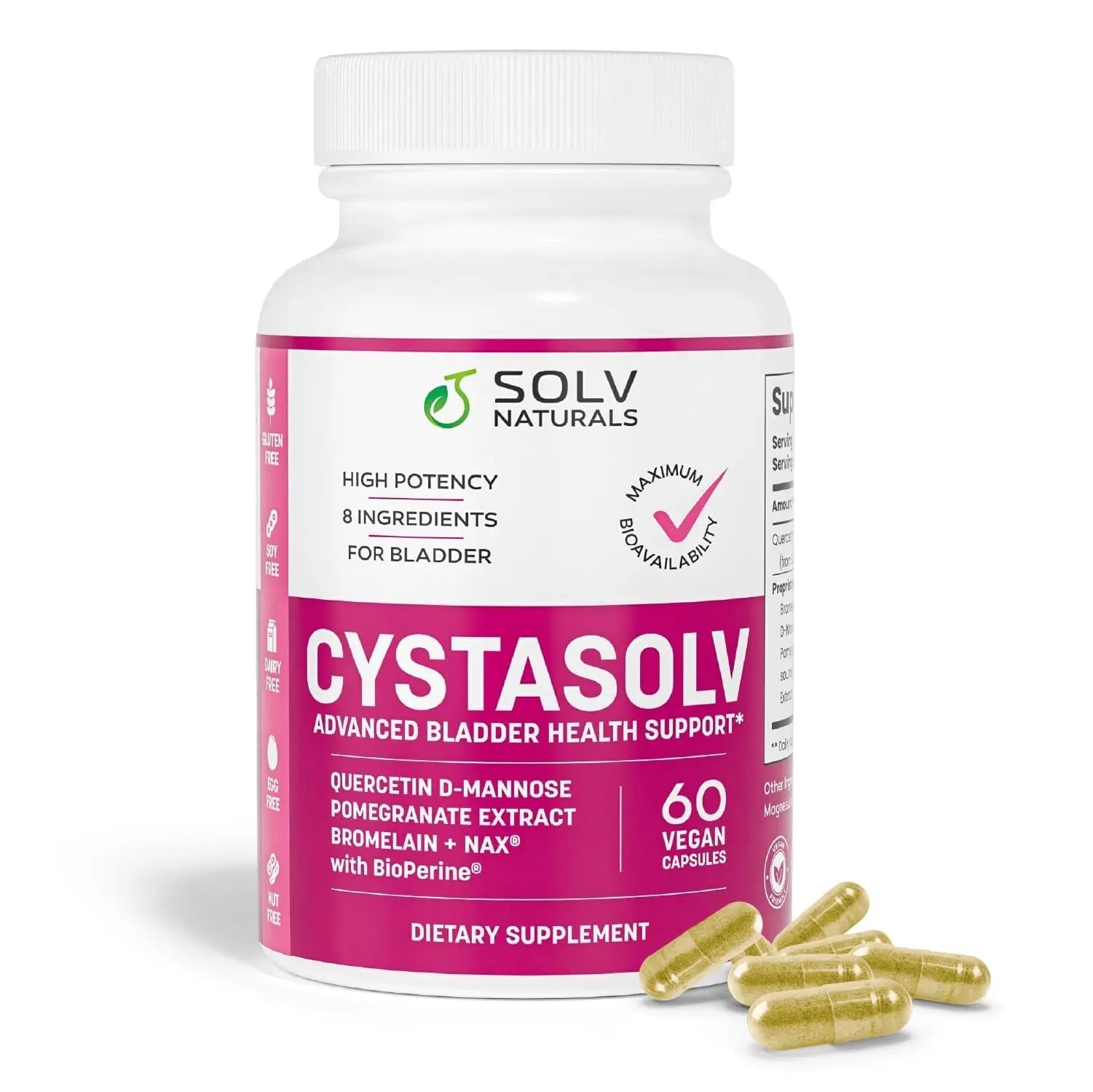 SOLV NATURALS CYSTASOLV Bladder & Pelvic Discomfort Formula - Enjoy Less Urgency & Flares* with Daily IC/BPS UTI Support – Premium Bladder & Urinary Support for Women & Men - 60 Vegan Capsules SOLV NATURALS uk supplements