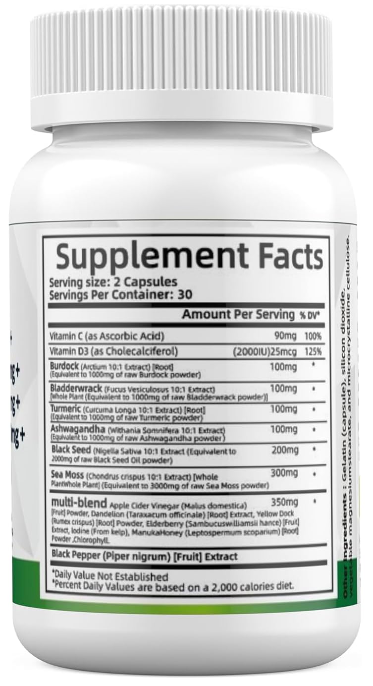 ALODI Super Seaweed Blend Supplement - Contains KSM-66 Ashwagandha, Black Seed Oil, Burdock Root, Kelp, Supports Digestion, Sleep, and Immune Health ALODI uk supplements