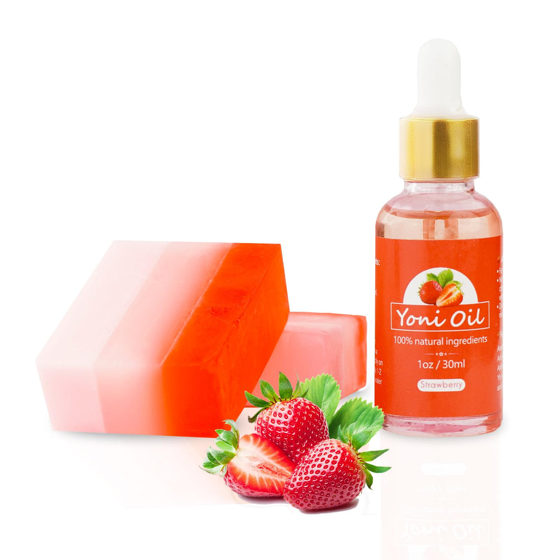 2Pcs Strawberry Yoni Bars and Yoni Oil Set for Feminine Wash, Yoni Wash for Cleanse Vaginal Balance PH tovaginsh uk supplements
