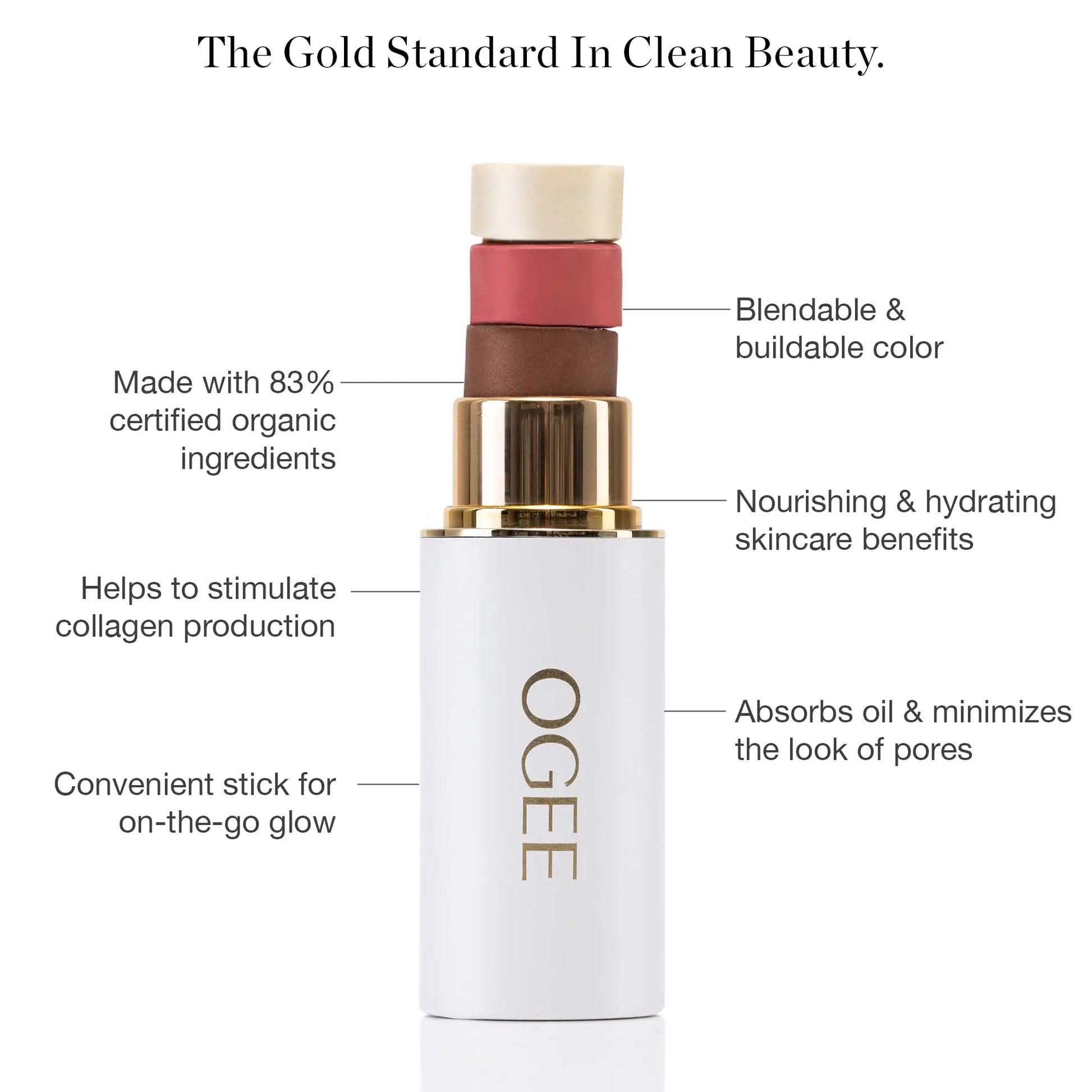 Ogee Sculpted Face Stick (ROSE QUARTZ - ROSE BLUSH) Certified Organic Blush Stick - Multi-Use Cream Blush Stick for Cheeks, Lips & Face Ogee uk supplements
