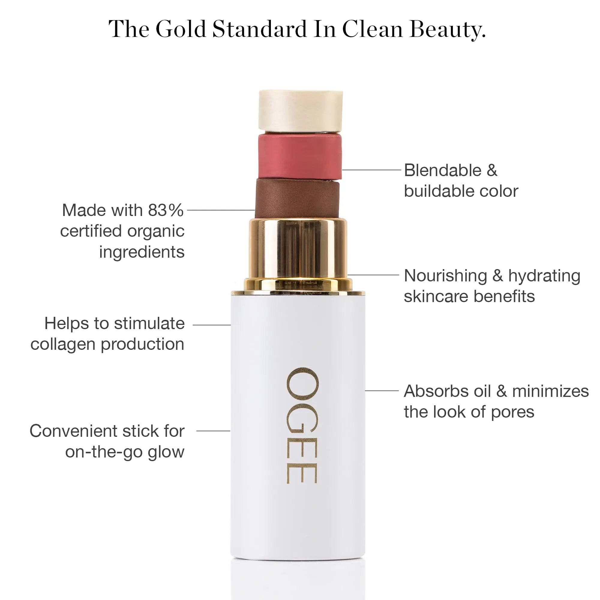 Ogee Sculpted Face Stick (ROSE QUARTZ - ROSE BLUSH) Certified Organic Blush Stick - Multi-Use Cream Blush Stick for Cheeks, Lips & Face Ogee uk supplements